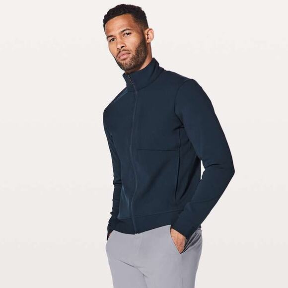 Lululemon Mens Lululemon Sojourn Track Jacket True Navy Size Small EUC Zip Front - Picture 2 of 15